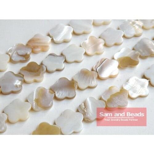 Wholesale!!! (1 Strands) 15mm White Natural Mother of Pearl Shell Flower Beads Approx 39CM Per Strand
