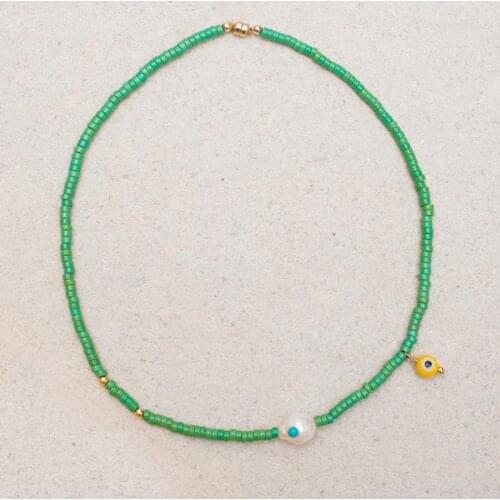 Handmade green stone necklace boho style fashion creative design 2020 new accessories jewelry birthday gift for ladies girls
