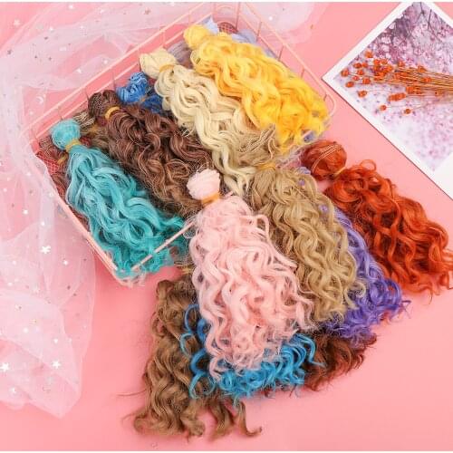1PC 15*100cm Fashion Toy Toupee Mini Tresses High-temperature Wire 1/6 1/4 1/3 Screw Periwig Curly Wigs Doll Hair Kids Gifts