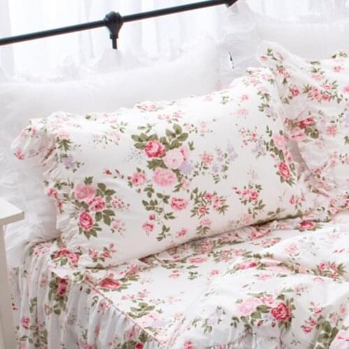 100% cotton floral ruffles lotus edge no zipper envelope pillow sham 2pcs pillowcase наволочка free shipping YYX
