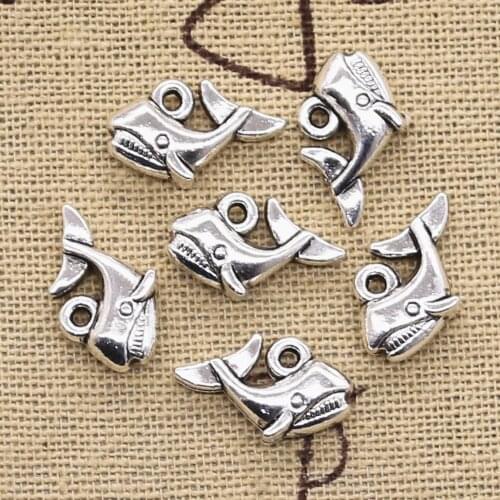 20pcs Charms Double Sided Lovely Whale 15x10mm Antique Bronze Silver Color Plated Pendants Making DIY Handmade Tibetan Jewelry