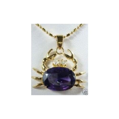 Beautiful purple amethyst Crab Pendants Necklace