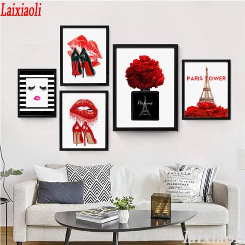 Full,square/Round Diamond Embroidery,5d Diy,Diamond Painting mosaic Fashion Paris Perfume Red Lips Flower Cosmetics store decor