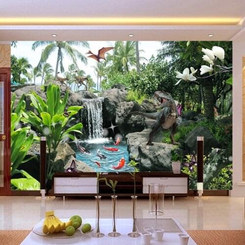 Custom 3D Park Landscape Dinosaur Background Wall Decor Painting Living Room Sofa TV Backdrop Wallpaper Mural Self Adhesive