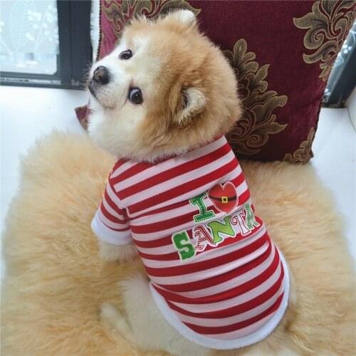 YooLook Christmas Dogs Clothes 2021 Stripe Dogs Clothes for Small Medium Dog Winter Pets Clothes Shirt Warm Ropa Para Perros
