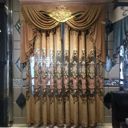 50 Living Room Bedroom Study Bay Window with Windows European American Light Luxury hao hua kuan Embroidered Curtains