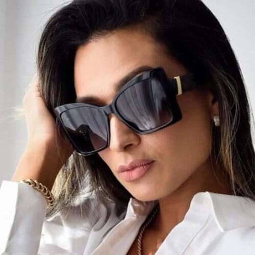 Vintage Black Square Sunglasses Ladies Gorgeous Luxury Oversized Sun Glasses Fashion 2021 Designer Big Frame Butterfly Glasses