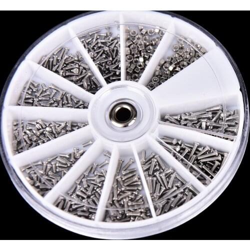 High Quality 600pcs/set Stainless Steel Screw Set 12 Kinds of Screws Nuts Assortment Kit for Watch Glassess
