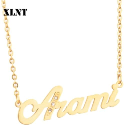 XLNT Arami Name Necklace Stainless Steel Personalized Women Necklaces Customized Your Name Jewelry for Her Mothers Day Gift