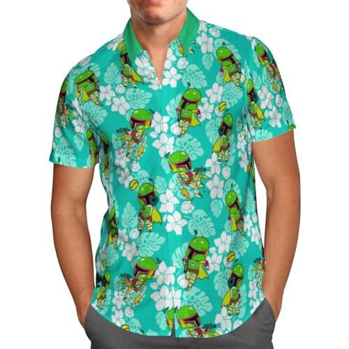 Green Anime 3D Print Beach Hawaiian 2021 Summer Shirt Short Sleeve Shirt Streetwear Oversized 5XL Camisa Social Chemise Homme-13