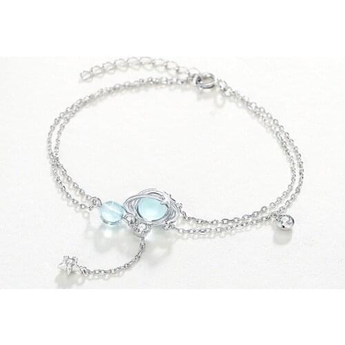 925 Sterling Silver Tassel Planet Star Charm Bracelet &Bangle For Women Girls Party Bohemian Jewelry SL269