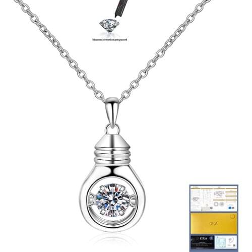 Classic 0.5Ct Round Cut 5mm EF Color Moissanite 925 Sterling Silver Pendant Necklace For Women Wedding Fine Jewelry