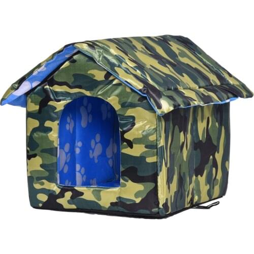 Winter Dog Warm House Outdoor Pet House Waterproof Thickened Cat Nest Tent Cabin With Removable Transparent Curtain