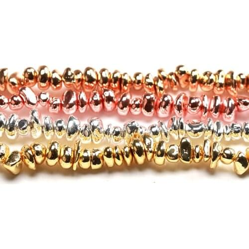 Gold Silvers Hematite Irregular Gravel Spacer Loose Beads For Jewelry Making Bracelet DIY Finding Accessorries 4-8mm