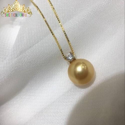 18K Yellow Gold Necklace10-11 MM Natural Pearls Yellow pearls 16 inch/41cm and 18 inch/46 cm Length