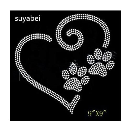 2pc/lot iron on applique patches hot fix rhinestone transfer motifs transfer on design for shirt dress coat