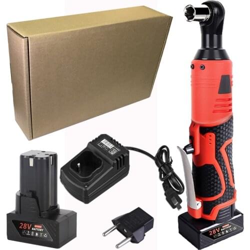 28V/12V 3/8 inch Electric Wrench Right Angle Cordless Ratchet Wrench 60N.m Rechargeable Torque Ratchet Portable Quick charger