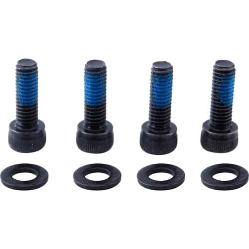 4Pcs Fixed Steel Screws with Washers for MTB Bike Bicycle Disc Brake Bracket Mount Adapter M6 18mm/30mm - Black