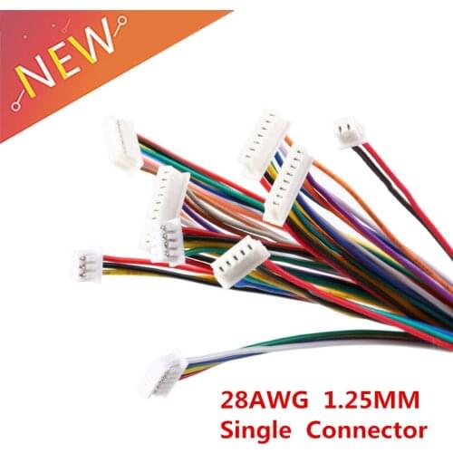 5Pcs 28AWG Cable Connector XH 1.25 JST Single Electronic Wire Connectors 2/3/4/5/6/7/8/9/10 Pin 10cm DIY Line Forward Direction