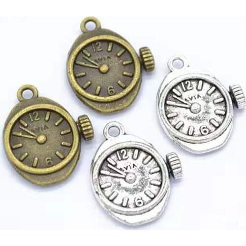8pcs Antique Silver Antique Bronze Alloy Watch Charms Pendants For Bracelet Necklace Jewelry Making DIY Handmand Craft