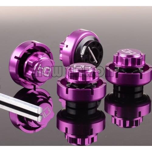 Purple RC Car Part 4Pcs/Set Aluminum RC 17mm Warlock Hex Nuts With 5MM Serrated Nuts FOR RC Car Part HPI Racing Savage Flux