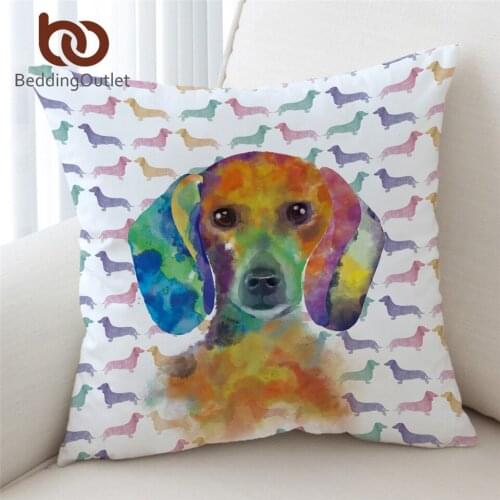BeddingOutlet Dachshund Cushion Cover Cartoon Pet Dog Pillow Case Cover Watercolor Animal Decorative Pillowcase kussenhoes