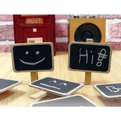 Free shipping 40pcs/lot New Fashion Cute Rectangular School Office Supplies For Photo Paper Decoration Wooden Blackboard Clips