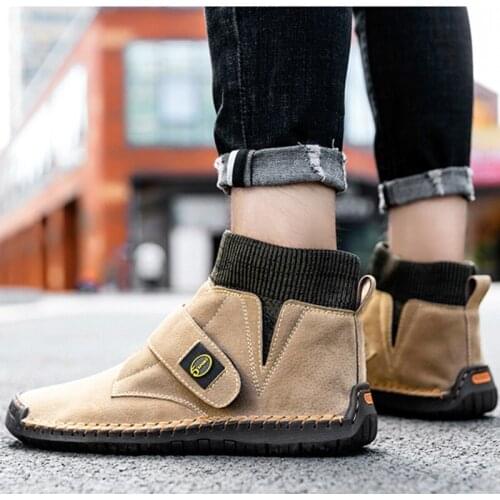 2020 Winter Fashion Casual Shoes Men Warm Fur Boots High Top Flat Male Nonslip Ankle Boots Outdoor Softy Sneakers Botas Hombre