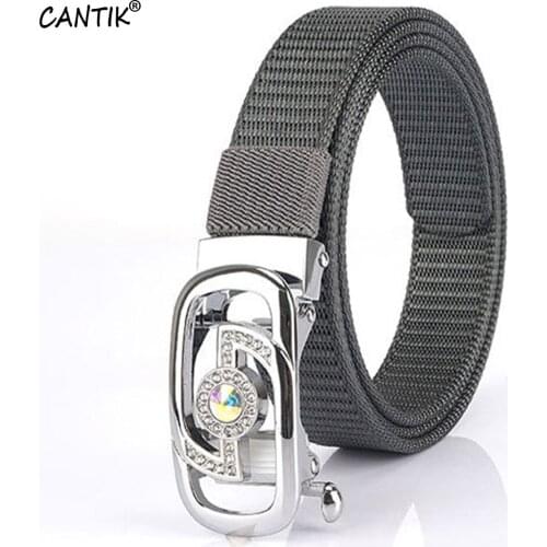 CANTIK 2.5cm Width Good Quality Ladies Nylon Belts Fashion Hollowed Automatic Buckle Metal Clothing Accessories Women CBCA208