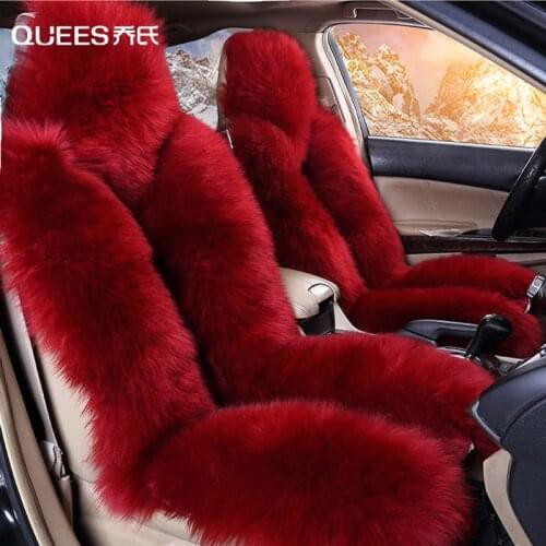 QUEES 1PCS Wool Car Seat Cover Winter Plush Warm Seat Cushion One Piece Of Fur Auto Goods Car Styling Auto Accessories Single