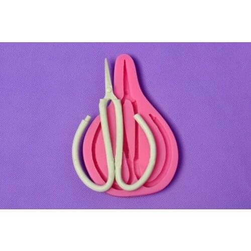 DIY Fondant silicone mold gold tools scissors turn sugar mold soap mold diy chocolate mold for cake decorations tools FM1253