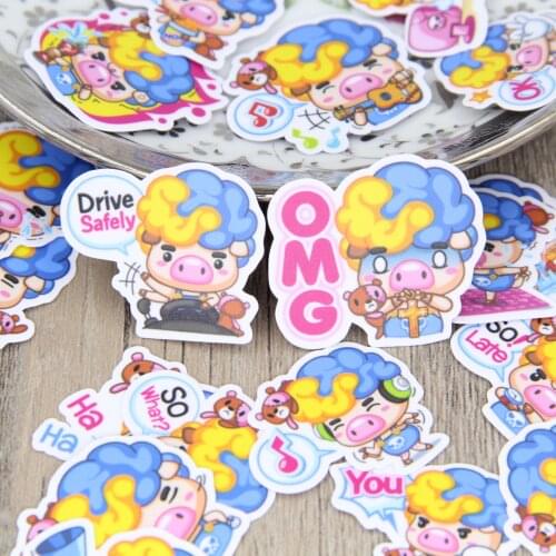 40pcs Cute Colorful Pig Scrapbooking Stickers DIY Craft Decorative Sticker Pack Album Book Diary Deco