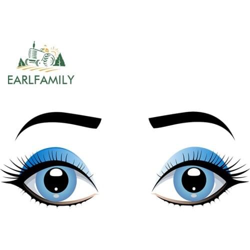 EARLFAMILY 13cm x 5.1cm for Blue Female Eyes Car Stickers Creative Decals JDM Accessories Trunk Skateboard Waterproof DIY Goods
