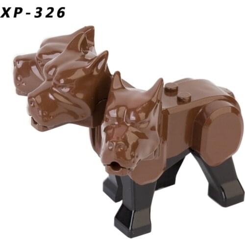 MOC Figures Three-headed Dog Building Blocks Animal Siamese Compatible Accessories Brown Educational Toys Figures Animals Gifts