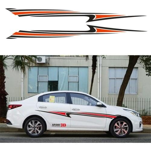 1 Pair 260*25CM Stream-line Sport car stickers Vinyl Graphic Car Body Sticker Side Decal Stripe(Black+Red color)