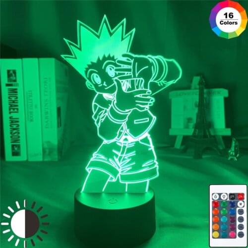 Hunter X Hunter Cosplay Anime Figure Model Plate Gon Freecss Killua Acrylic 3D LED Night Light Lamp Standing Sign Desk Decor Toy