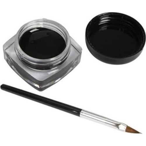 Cosmetic Waterproof Eye Liner Pencil Make Up black Liquid Eyeliner Shadow Gel Makeup + Brush Black Liquid Eyeliner