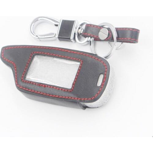 4 Buttons Leather Case Cover Russian Version Vehicle Security Two Way Car Alarm System LCD TOMAHAWK X5 Keychain