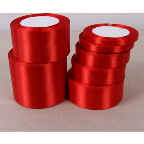 Red Color 6/10/15/20/25/38/50mm 25yards/roll Silk Satin Ribbon Wedding Party Decoration Handmade Invitation Card Gift Packing