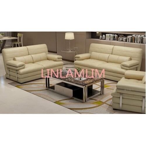Living Room Sofa set furniture real genuine cow leather sofas couch puff asiento muebles de sala canape 2+3 seater sofa cama