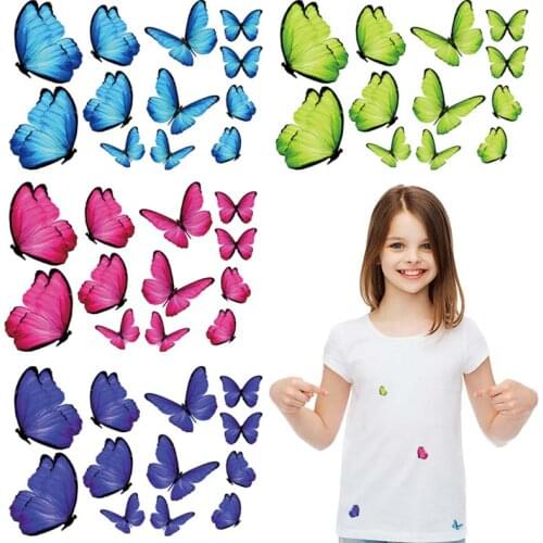 Small Size Butterfly Set Patch For Shoes Cotton Mask Diy Accessory Stickers Heat Transfer Iron On Clothes Fashion Patches Hot