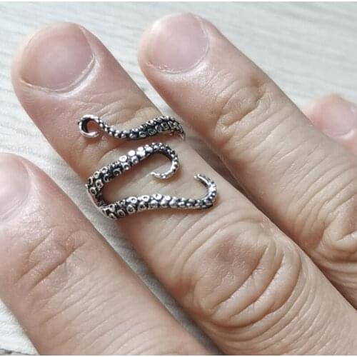 Wholesale 10pc/lot Octopus Rings Ocean Series Jewelry Antique Silver Women Man Punk Jewelry Ring Can Mix Color Adjustable Size
