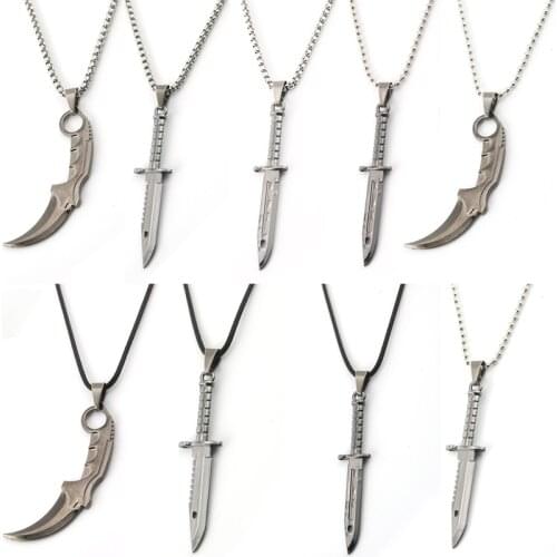 Game Jewelry Statement Necklace Choker Sword Pendants Peripherals Personality CSGO Counter Strike Karambit Chaveiro Accessory