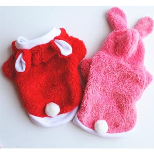 Dog Pajamas Fleece Coats Autumn Winter Dog Clothes Two Legs Warm Pet Clothing Outfit Small Dog Star Costume Apparel Rabbit Shape