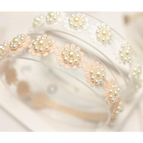 Baby Girl Pearl Flower Hairband Sweet Baby Lace Elastic Headband For Newborn Photography Headband Haarband Baby Hair Accessories