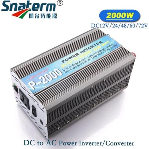 2000W Modified Sine Wave Power inverter DC12V/24V/48V/60V/72V to AC220V 50Hz/60Hz Car Power Converter Inverter Peak Power 4000W
