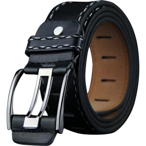 New Fashion Leather Luxury Strap Male Belts For Men Smooth Girdle Buckle Classice Vintage Pin Buckle Men Belt High Quality