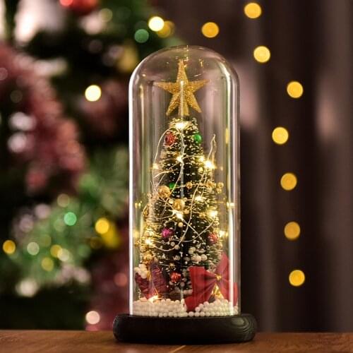 Christmas Decorations for Home Led 1 pcs Christmas Tree with LED light Christmas Tree desktop Decoration Glass cover