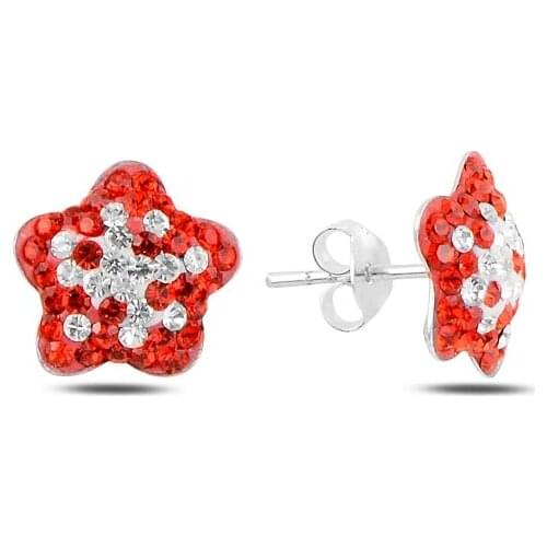 Silver 925 Sterling Daisy Crystal Stone Earrings