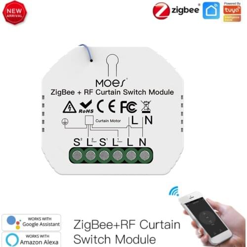 Tuya ZigBee RF Smart Curtain Blinds Module Switch Roller Shutter Motor Tuya Wireless Remote Control Work With Alexa Google Home